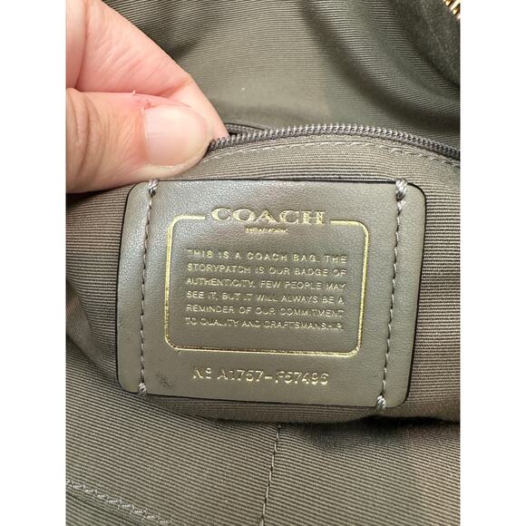 COACH | Pebbled Leather Colorblock Tote Bag F57496 Black Beige Cream - Picture 6 of 10